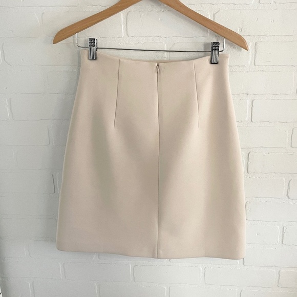 MaxMara Weekend Mini Skirt Jersey Cotton blend Stretch Hidden back zip Cream S - Picture 6 of 13